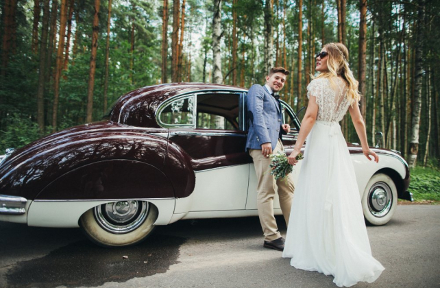 как выбрать транспорт на свадьбу, ретро автомобиль на свадьбе, фотограф АННА ЕВГРАФОВА
