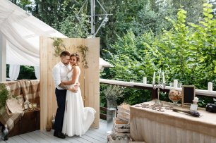 жених и невеста. оформление в стиле рустик