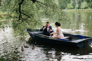 Прогулка на лодке, утки