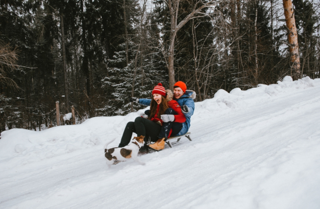 фотосессия love story с санками, фотограф АВИЛОВА ТАТЬЯНА