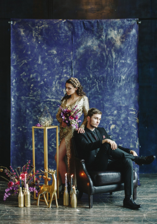 фотограф Ксения Дейч, зимняя свадьба в золотом и синем цвете