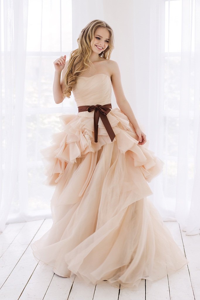 Воздушное свадебное платье Валенсия Лайт Кофе