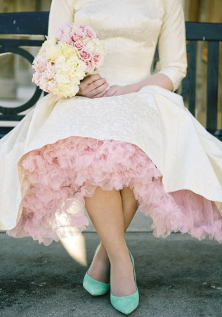 пастельные свадебные туфли, платье ONELOVE♡ONELIFE