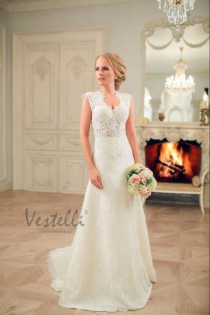 Платье невесты с кружевным верхом