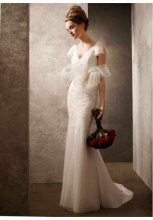 Кружевное платье А-силуэта Vera Wang цвета айвори