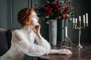 Платье винтажное с широкими рукавами