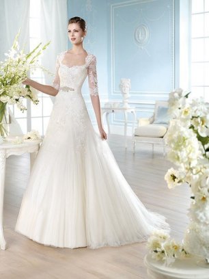 Платье невесты с рукавами три четверти