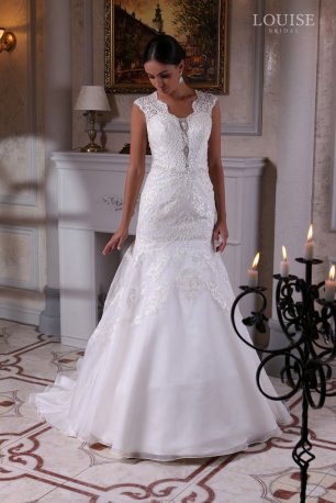 Свадебные платье рыбка, кружевной верх