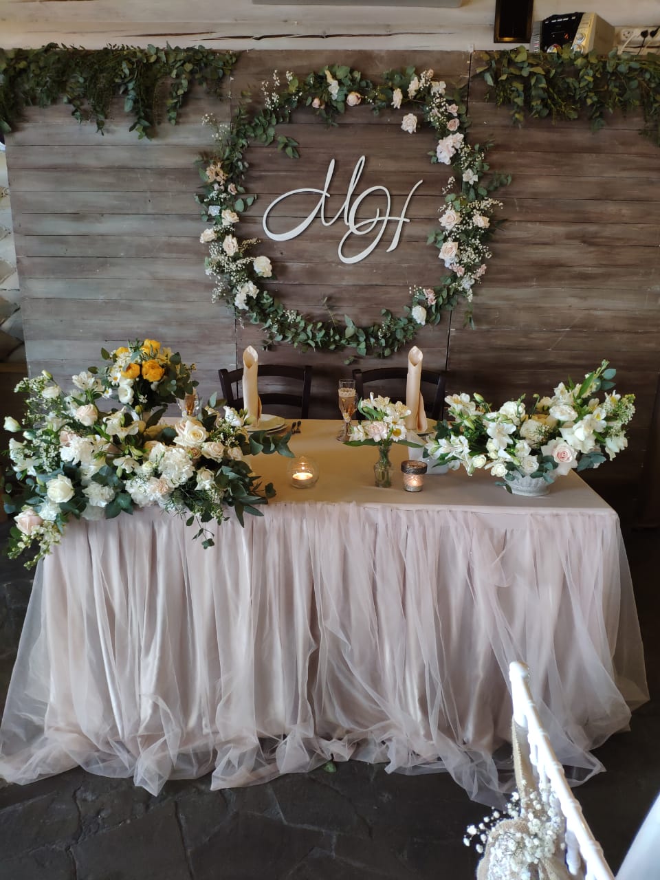Оформление свадебного стола цветами - 57 фото