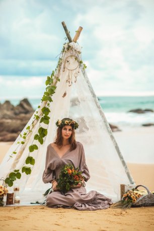 Невеста на фотосессии в богемном стиле