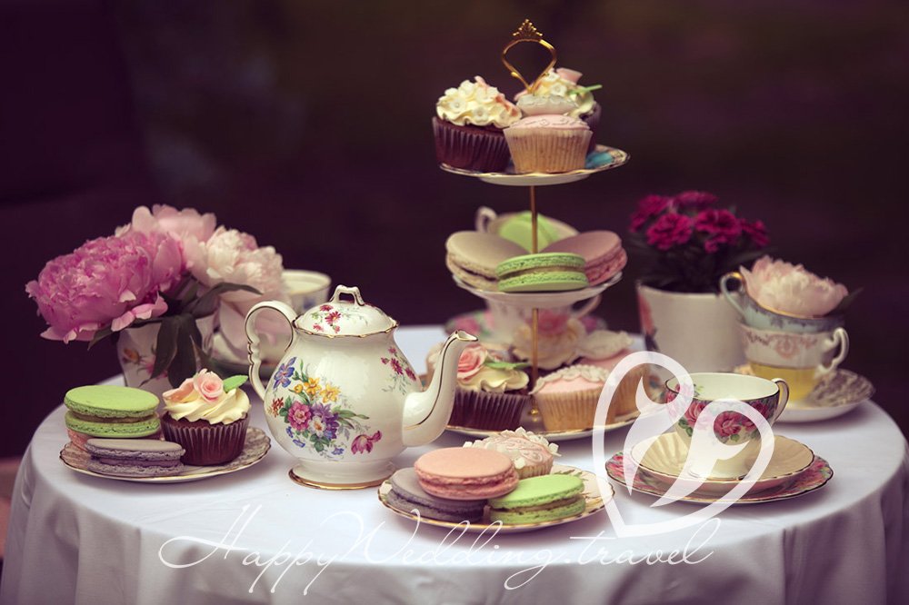 чаепитие, английское чаепитие, букет и пирожные английское чаепитие, эстетика чаепития, пирожное в виде чашки, Свадьба