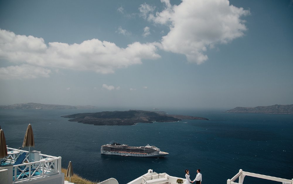 Свадебная церемония на в Греции на о. Санторини, площадка для церемонии Dana Villas, 
17.07.2013 года Екатерина & Александр