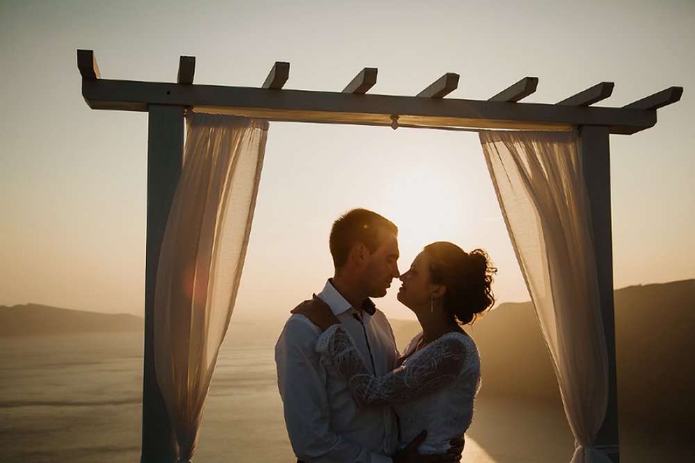 Свадебная церемония на в Греции на о. Санторини, площадка для церемонии Dana Villas, 
17.07.2013 года Екатерина & Александр