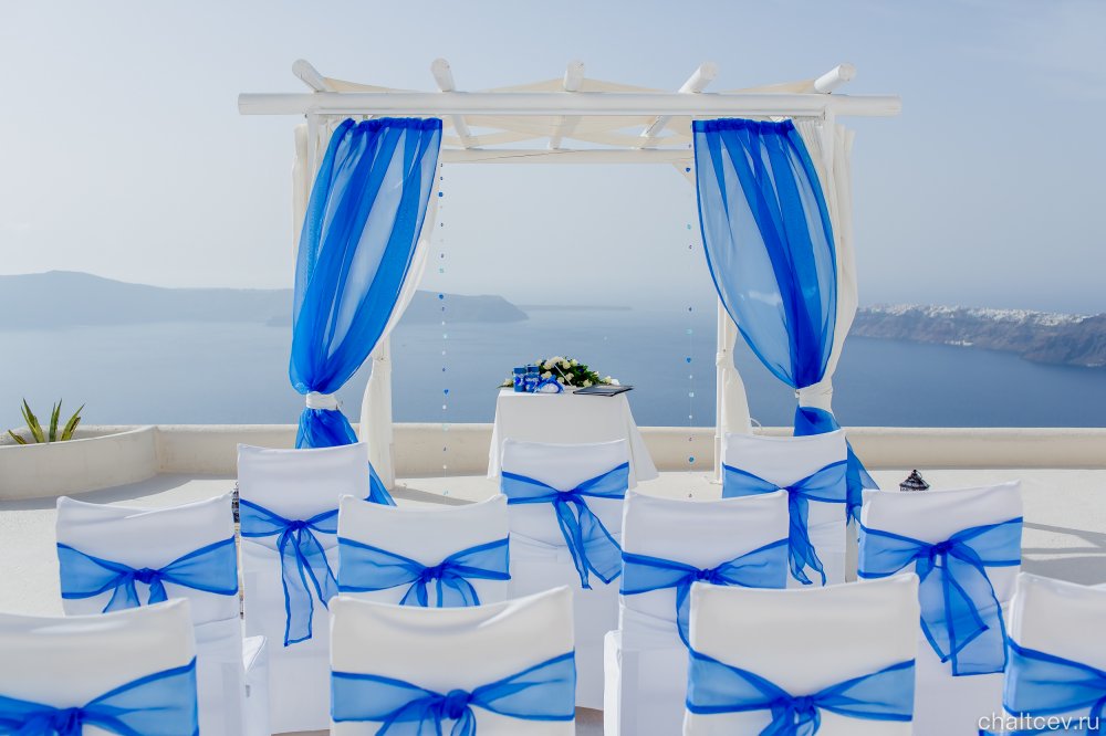 Официальная свадебная церемония Екатерины & Владислава из г.Тюмени 22.09.2014 года в Греции на о. Санторини. Свадебная площадка Andromeda villas