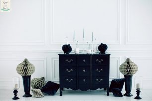 Сочетание черного и белого в декоре свадебной фотосессии