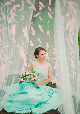 свадьба в бирюзовом цвете, бирюзовое свадебное платье, организатор ПЧЁЛКИ