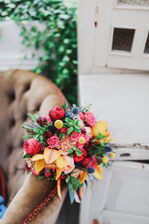 Яркий осенний букет невесты