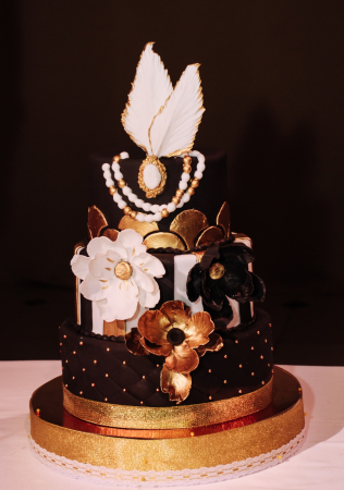 черный свадебный торт, организатор БЕЛЫЙ КРОЛИК