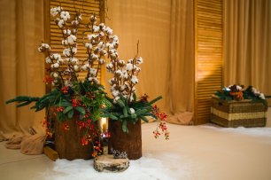 Декор зимней свадьбы. Пушистый хлопок