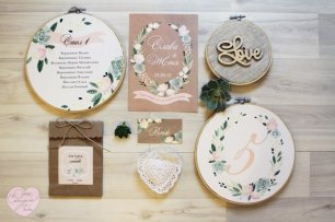 Полиграфия нежной свадьбы в стиле рустик