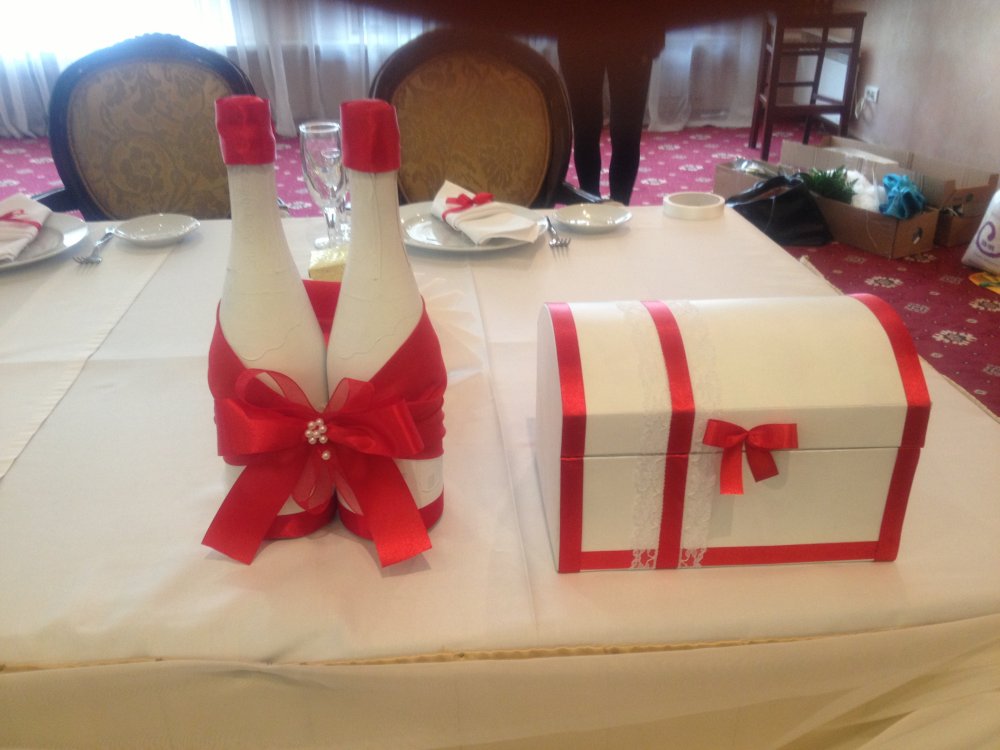 оформление бутылок, сундучек