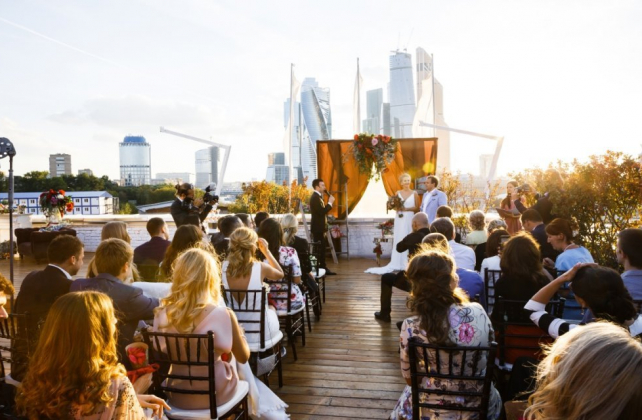  свадьба на крыше, свадебная церемония на крыше, организатор ПОЖЕНИМСЯ.РУ