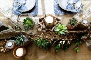 Декор стола молодоженов в эко-стиле