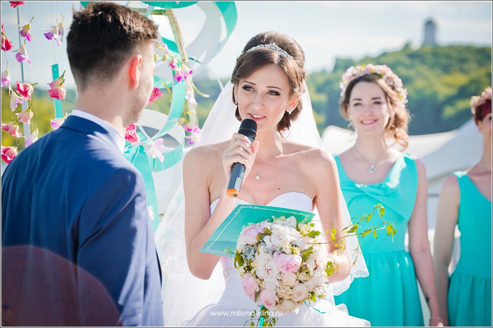 "Ocean Dream" Wedding - Мечты об океане. Свадьба в гамме бирюза - розовый-золото. Мы продумываем все, включая клятвы. Это тот момент, когда слеза не может удержаться... мы плачем за кадром...