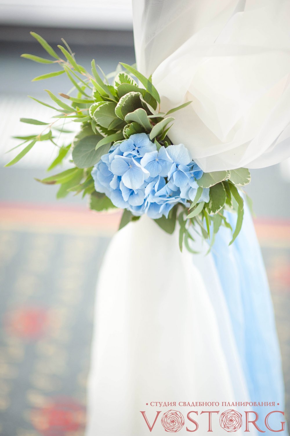 Свадьба "Седьмое небо..." В оформлении преимущественно использовалась гортензия 