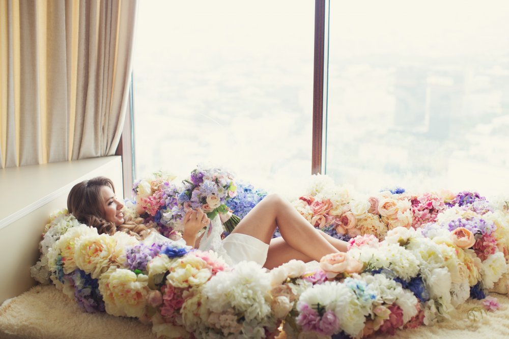 Волшебное цветочное утро невесты на 78 этаже