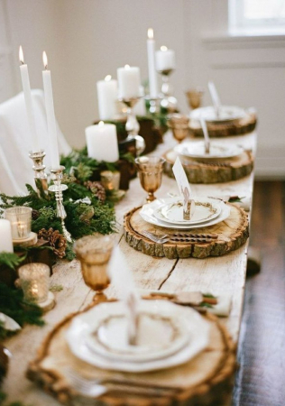 романтичная зимняя свадьба, сервировка на зимней свадьбе, декор LOVE INDUSTRY