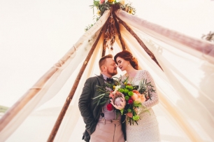 Оформление зоны выездной регистрации в стиле бохо