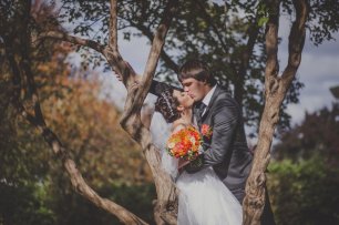 Крепкий поцелуй молодоженов