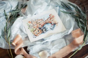 Расписанное приглашение на свадьбу