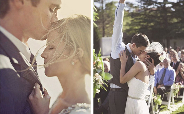 свадебный снимок поцелуй