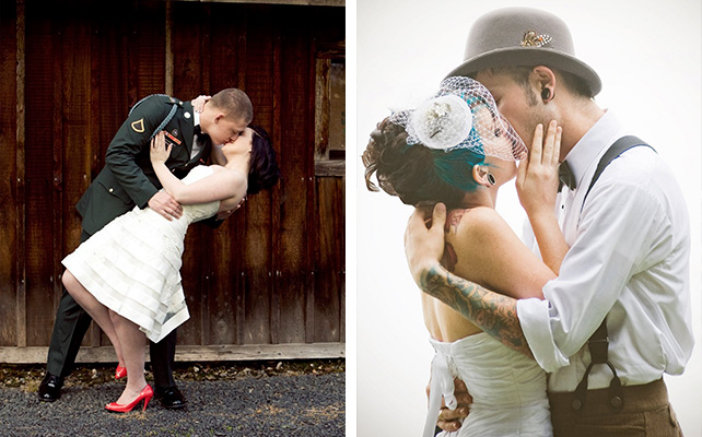 свадебный снимок поцелуй