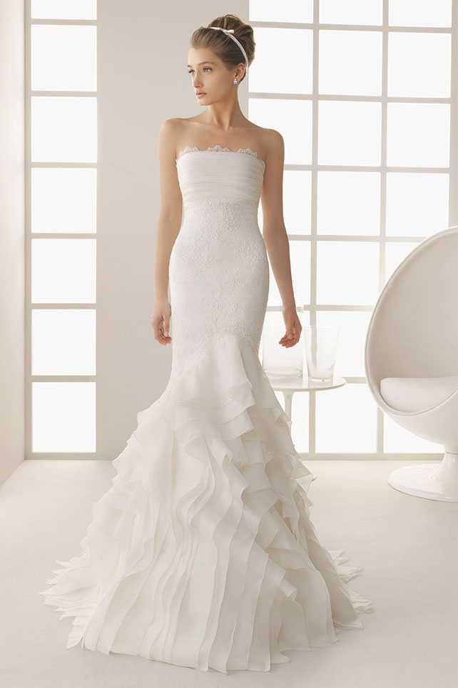 свадебные платья фасона асимметричная русалка