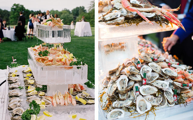 идеи для летнего свадебного меню, ледяные скульптуры на свадебном банкете, фуршете
