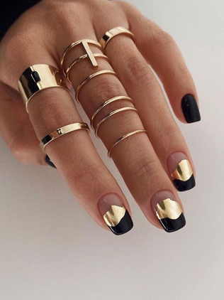 модный маникюр 2021, маникюр металлик для невесты 