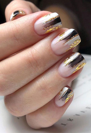 модный маникюр 2021, маникюр металлик для невесты 