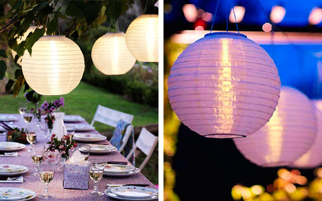 цветные бумажные светильники IKEA в декоре свадьбы
