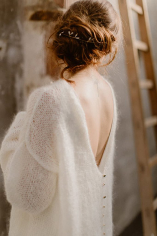 вязаная свадьба, зимний образ невесты, вязаный кардиган в образе невесты 