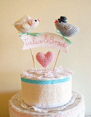 вязаная свадьба, вязаные топперы для торта 