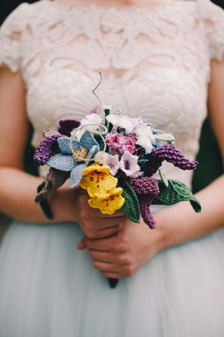 вязаная свадьба, вязаный букет невесты