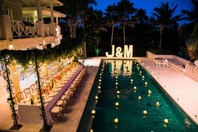 свадьба у бассейна, освещение 