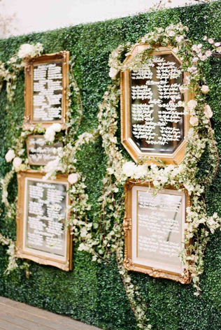 зеркало в свадебном декоре, план рассадки гостей на зеркале