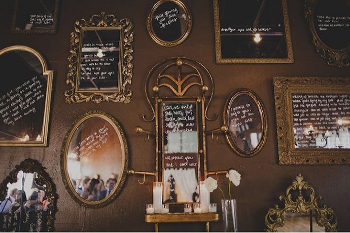 зеркало в свадебном декоре, welcome-зона с зеркалами 