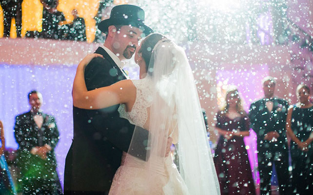 12 идей для незабываемой свадьбы, искусственный снег на свадьбе