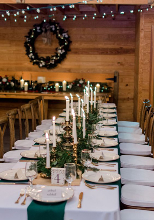 зимняя свадьба в зеленом, белом и медном цвете 