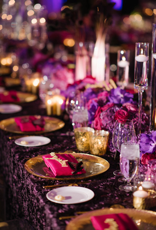 зимняя свадьба в золотом и сливовом цвете 